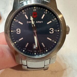 Men's Silver and Blue Watch